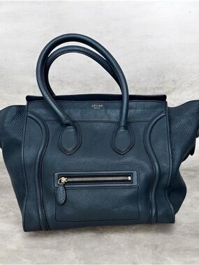 Celine Leather Luggage Phantom Tote in Charcoal